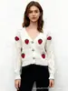 Suéter Retro Dulce de Fresa Otoño e Invierno Nuevo Transfronterizo Estilo Holgado Perezoso Cárdigan Tejido Chaqueta de Amazon para Mujer