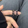 Anel Trançado com Pedra Ágata Negra Redonda em Prata de Lei S925, Casual, Estiloso, Moderno, Joia de Alto Padrão, Adequado para Homens e Mulheres