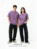 Camiseta Retro Americana 230g Lavada e Desgastada Masculina Feminina Manga Curta Solta Ombro Caído Algodão Puro Marca Tendência Camiseta