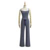 Camisola de Mujer Chica Caliente Cintura Elástica Cordón Casual Holgado Recto Pantalones Rayados Traje de Dos Piezas