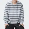 Sudadera retro a rayas para hombre, nuevo estilo primavera y otoño, holgada y moderna, ambiente juvenil, camisa base de color block, top, atuendo de pareja