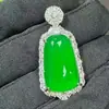 2025 Nova Colar Pingente Liso de Calcedônia Natural Inlaid com Jadesíta Jade Colar Estilo Celebridade da Internet Pingente de Calcedônia