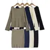 Conjunto de Mujer 2026 Primavera Nuevo Estilo Puro Deseo Estilo Perezoso Suéter de un Hombro Top Falda de Punto Ceñida de Cintura Alta