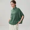 Chaleco de Cachemira con Cuello de Chimenea para Mujer, Chal de Cachemira Versátil sin Mangas de Color Sólido, Suéter de Punto con Mangas de Murciélago, Nuevo Top de Otoño