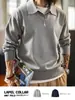 Maden Workwear Casual Americano Gola Polo Gaivota Moletom Estilo Old Money Cinza Tricô Manga Longa Camisa Polo Masculina Outono
