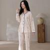 Pijama de Algodón Puro para Mujer, Traje de Cárdigan de Manga Larga para Primavera y Otoño, Holgado y Se Puede Usar Fuera de Casa, Ropa de Casa, Nuevo Estilo Otoño 2025
