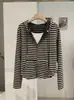 KEKEZOON Moda Estilo Coreano Cardigan con Cremallera Falso Dos Piezas Rayado Nuevo Estilo con Capucha Manga Larga Versátil Top 8882