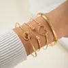 Joias Transfronteiriças Europeias e Americanas Pulseira de Corrente Simples Personalizada Pulseira Aberta Geométrica Brilhante Moda Retrô Conjunto de Pulseiras