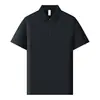 Camisa Polo Personalizada com Gola Lapela 190g Bordada, Camiseta Masculina de Negócios de Seda de Gelo de Alta Qualidade, Roupa de Trabalho, Manga Curta de Verão