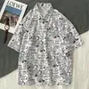 Nova Camisa Estampada Love Verão e Outono Feminina Gráfica Graffiti Manga Curta Elástica Fina Letter Printed Loose Top