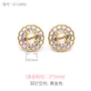 Prata S925 Japonês e Coreano Topázio Diamante Configurações de Brinco Acessórios Ouro 18K Pedra Preciosa Redonda Brinco Materiais DIY