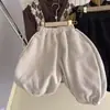 Calça pantalona infantil estilo retrô coreano, coleção de inverno 2025, unissex, calça jogger versátil estilo coreano com forro de fleece e punhos elásticos