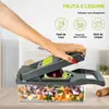 Cortador Multifuncional de Frutas e Legumes 16 em 1 | Fatiador com Lâminas Intercambiáveis de Aço Inoxidável, Material Seguro para Alimentos, Ideal para Cozinhas Domésticas, Preparo de Saladas e Refeições Rápidas