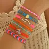 Temu Venta Caliente Transfronteriza Pulsera Trenzada Mezclada Estilo Étnico Colorido Corazón de Dopamina Pulsera Ajustable para Mujer
