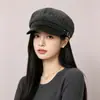 Boina para Mulheres, Chapéu de Lã para Primavera e Outono, Chapéu de Pintor Estilo Coreano, Boné Bico de Pato, Quente e Fashionável, Chapéu Octogonal que Valoriza o Rosto
