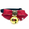 Cachecol Transfronteiriço para Pet Gato Acabamento Vermelho Dourado Gravata Borboleta Coleira com Sino Buldogue Francês Acessórios para Cães Médios