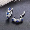 Pendientes de Diamante Azul Klein para Mujer, Modernos, Sencillos, de Alta Gama, Pendientes de Diamante de Colores, Pendientes de Circonita Azul Transfronterizos Europeos y Americanos