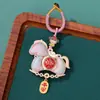 Hebilla de Anillo de Caballo Giratoria de Brocado de Canción de Doble Cara, Colgante de Llavero de Pony Giratorio, Accesorio de Joyería DIY, Venta al por Mayor desde el Fabricante