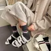 Meias Slouch Listradas de Caxemira Estilo Europeu Outono/Inverno Youjiaxiu, Meias Grossas Quentes de Cano Médio, Meias Femininas da Moda, Meias de Cano Médio