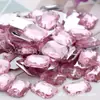 Em estoque venda direta dois furos cor transparente acrílico costurado à mão diamante botão jóias acessórios retangular cristal botão