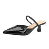 Zapatos Mueller de Puntera Fina Europeos y Americanos para Mujer Verano Nuevo Estilo Francés Espalda Abierta Sandalias de Tacón Fino con Punta Cerrada para Usar por Fuera Moda