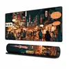 Mouse pad cyberpunk transfronteiriço, tapete de mesa extra grande para jogos, tapete de teclado anime com cena de rua japonesa, bordas seladas de borracha