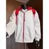 Sudadera con Capucha de Color Contrastante de Diseño de Nicho para Hombre en Otoño e Invierno Forrada de Polar Retro Americano Versátil Cárdigan Estilo Perezoso Chaqueta Casual