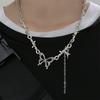 Estilo Ins Japonés y Coreano Diablo Dulce Fresco Estilo Mariposa Collar para Mujer Hip-Hop Punk Harajuku Antigüedad Retro Espinas Cadena para Clavícula Tendencia