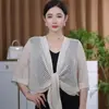 Novo Xale de Verão com Ar Condicionado Estilo Coreano, Peça de Tricô Brilhante da Moda e Versátil, à Prova de Vento e Sol, Estiloso e Rejuvenescedor