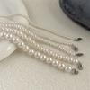 Pulseira Redonda de Cristal com Pérola de Alto Brilho Estilo Francês para Mulheres, Pulseira de Empilhamento Exquisita de Camada Dupla de Luxo Leve de Nicho para Meninas