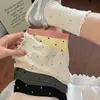 Auricularius Calcetines de Rizo de Punto de Onda de Borde para Mujer Calcetines de Media Caña Calcetines de Algodón de Moda Calcetín de Ballet Japonés Fino de Verano