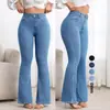 26 Novos Modelos de Jeans Feminino Estilo Europeu e Americano do Aliexpress Transfronteiriço, Calças Flare Slim-Fit Elásticas, Calças Micro Flare Levanta-Bumbum de Cintura Alta Atacado
