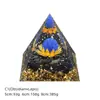Pirâmide de Bola de Cristal Natural 5/6/8cm Ornamento de Mesa Chakra Cascalho Colorido Pirâmide de Resina Epóxi