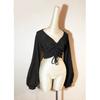 Ropa de Práctica Negra de Manga Larga Estilo Tailandés Corta Sexy que Muestra el Ombligo, Tops de Práctica de Baile para Exámenes de Arte