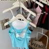 Explosiones de Verano Grande Espalda Descubierta Cruzada en el Pecho con Almohadilla para el Pecho Ropa Interior sin Rozaduras Estilo Coreano Ajustado Corto Camisola Base Interior