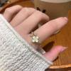 Anillo de circonita con microincrustaciones, estilo moderno, nicho de moda en línea, para celebridades, ligero, de lujo, simple, de alta gama, con apertura para el dedo índice y anillo de cola.