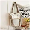 Linda bolsa de hombro con temática de gato, dulce y elegante, una bolsa transparente para fans del anime, una bolsa de mano para que los estudiantes la usen durante las sesiones de tutoría
