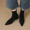 Nuevas botas calcetín de gamuza para otoño/invierno europeas y americanas, botas elásticas ajustadas con 5 cm de aumento interno de altura, elegantes botas de moda para tobillo de mujer