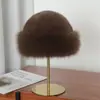 Chapéu Mongol de Pelúcia Estampa de Leopardo Feminino Inverno Quente Proteção para Orelhas Espessado Pele de Vison Sintética Chapéu Balde Chapéu Princesa Fogão