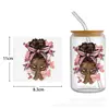 Série Menina Negra Transferência UV DTF Etiqueta de Cristal Adesivos para Copo rasgar e colar, 1Yc43499