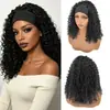 Nueva diadema peluca de seda de hielo transfronteriza europea y americana, cabello largo rizado negro, rizos pequeños esponjosos, fibra de alta temperatura, en stock para venta al por mayor