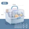 Caja de Almacenamiento para Biberones con Drenaje y Tapa Productos para Bebés Vajilla Caja para Comida Complementaria a Prueba de Polvo Estante de Almacenamiento para Secado al Aire Tamaño Grande