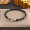 Pulsera de Cuero Tejido con Hebilla de Herradura de Circonita Microincrustada de Nuevo Estilo Transfronteriza para Mujer, Pulsera Metálica Galvanizada Multicolores de Moda