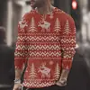 Camiseta informal de manga larga con estampado navideño para hombre, de otoño/invierno, transfronteriza, venta al por mayor para exportación, top de nuevo estilo a la moda