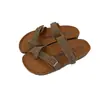 Sandálias de Couro Genuíno com Solado Grosso para Mulheres, Verão 2026 Retro Slip-On Estilo Birkenstock Praia Casual Sandálias Baixas Tendência