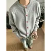 Suéter Cardigan Cinza Estilo Old Money Masculino Outono Malha Preguiçosa Relaxada Caimento Limpo Toque de Luxo Peça de Roupa Externa