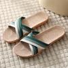 Pantuflas de lino para mujer, de verano, para interiores y parejas, antideslizantes, para el hogar, para las cuatro estaciones, para hombre y mujer.