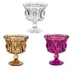 Copo de Vidro para Vela de Aromaterapia, Taça de Champanhe Gravada Retrô Romântica Francesa, Taça Alta com Coroa para Vinho Tinto, Copo de Cera
