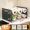 Estante apilable para almacenamiento de film de cocina para uso doméstico, portarrollos desechable para papel de aluminio y papel absorbente de aceite para armario o encimera