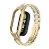 Adequado para Pulseira Xiaomi Mi Band 8, Pulseira de Aço Inoxidável Sólido com Três Contas, Pulseira de Metal Versão Cerâmica Xiaomi Mi Band 9